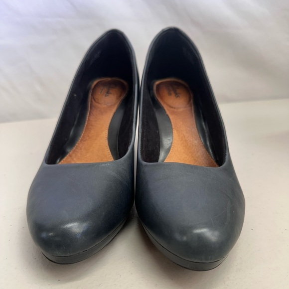 Clarks Artisan Charcoal Blue Leather Comfort Pumps – Size 9.5M Office Comfort - Picture 5 of 7